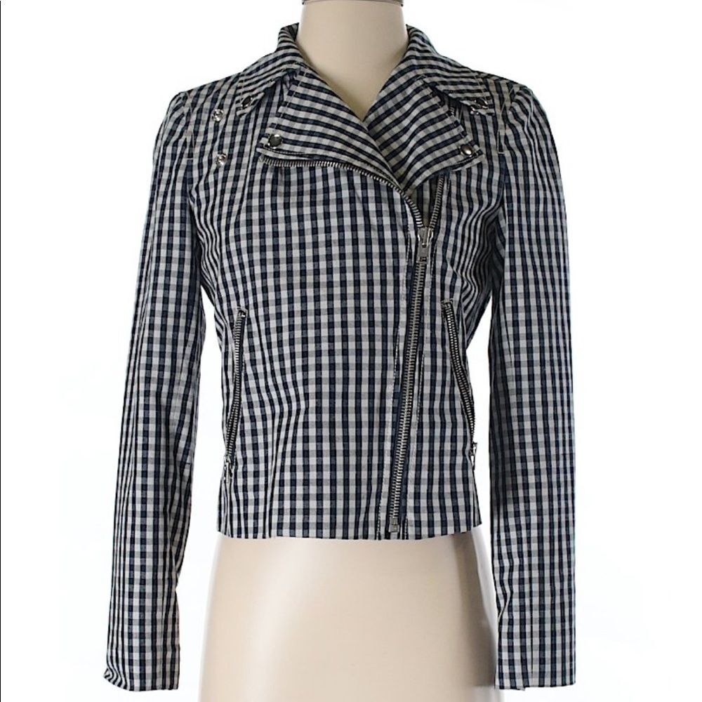 J. Crew Motorcycle jacket in gingham - Picture 6 of 8
